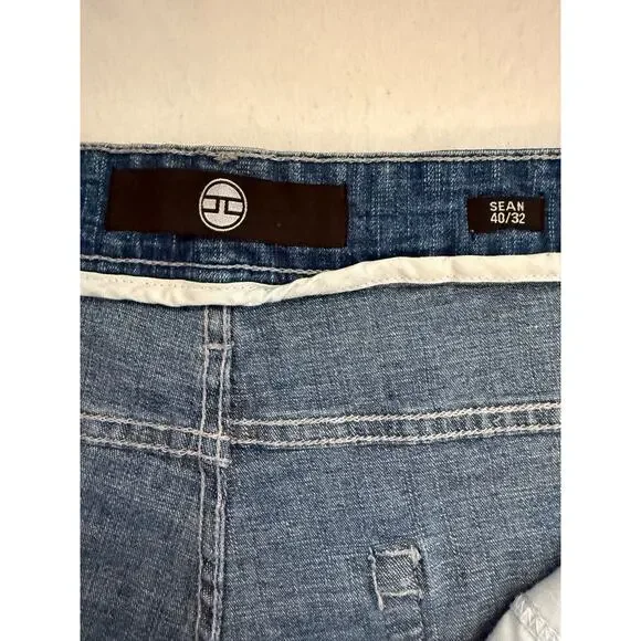 NWT Jordan Craig Sean JM3418 Ice Blue Cotton Denim Jeans Mens 40X32 Distressed - Picture 7 of 13